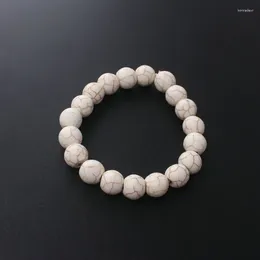 Charmarmband armband 1 cm vita naturliga lavastoner pärlor pärlband för män kvinnor smycken pulseras