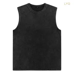 Tanktops voor heren 100% katoen Vintage vest T-shirts Heren oversized gewassen tanktops Zomer Dames Vintage mouwloos korte mouw Y2K streetwear