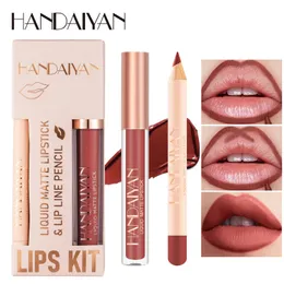 Lipstick Matte Nude Brown Lipliner Pencil Lipsticks 12 Colors Lip Contour Kit Waterproof Non-sticky Sexy Velvet Red Lipgloss Makeup Tool 231113