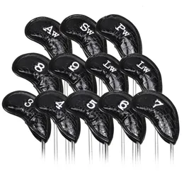Other Golf Products 12Pcs Portable PU Golf Club Iron Head Covers Protector Golfs Head Cover Golf Headcovers Set Waterproof Pattern Covers 231113