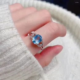 Cluster Rings CoLifeLove 7mm 9mm 2ct VVS Grade Natural Topaz Ring Design Style Blue 925 Silver November Birthstone Gift For Woman