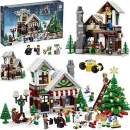 Blocks City Creative Expert Winter Village Toy Shop 10249 Building House Santa Claus Store Bricks Kids Christmas Gift Toys 231114