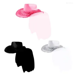 Berets 652F Bride Cowgirl Hat And Veil Western Wedding Decorations Accessory Cowboy