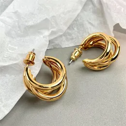 Stud Earrings Vintage Gold Color Round Fashion Circle Statement For Women Party Punk Jewery Eh613