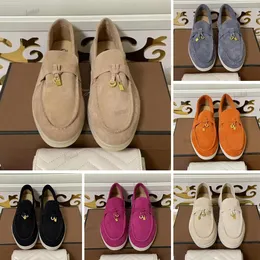 LP Flat Cowhide Shoes Designer Low Top Loafers Män Kvinnor utomhus Oxfords Casual Shoe
