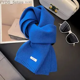 Halsdukar 2023 Candy Color Thicked Soft Cashmere Pashmina Neck Scarf 100% ullstickad halsduk Kvinnor Vinter varma halsdukar YQ231114