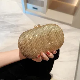 Evening Bags Women Full Side Diamond Clutch Bags Wedding Dinner Wallets With Chain Mini Banquet Purse Egg Shaped Wallets 230414