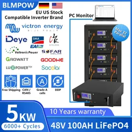 48V 100AH LiFePO4 Battery Pack 51.2V 5KW Lithium Solar Battery 6000+ Cycle With 16S 100A BMS Max 32 parallel For Inverter NO TAX