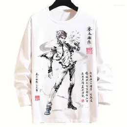 Camisetas masculinas homens homens da primavera Autumn Anime Saiki Kusuo No PSI Nan White Sanve Slave Lavagem de Trechas T-shirt Tops casuais