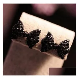 Stud Black Rhinestone Bow Tie Ear Crystal Bowknot Earring For Women modeörhängen släpp leverans smycken dhgarden dh3uc