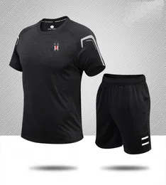 Besiktas roupas esportivas masculinas, roupas de verão de manga curta, lazer, esporte, corrida, algodão puro, camisa respirável