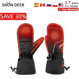 Ski Gloves SNOW DEER Electric Heating Glove for Winter Thermal Gloves Rechargeable for Men Women Waterproof Heated Ski Mittens with Battey 231114