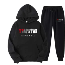 Herrspårar FW Trapstar Men Women Tracksuit Märke Tryckt Streetwear Sportwear Warmtwo Pieces Set Hoodie Pants Classic Design 50ESS