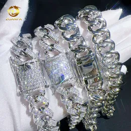 16,5 mm mężczyzn Kobiety Fine Aaaaa+ Cubic Zirkonia Cuban Link Sain Pełny markizowy diament