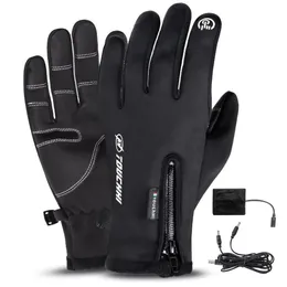 Guanti da sci Guanti da sci invernali ricaricabili tramite USB 3 livelli di calore Guanti touch screen Guanti antiscivolo per ciclismo Corsa Guida Escursionismo Camminate 231114