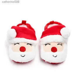 Slipper Ny vinter Varma nyfödda Baby Girl Shoes Spädbarn Soft Sole Loafers Toddler Santa Claus Slippers för 1 år gammal pojke julklapparl231114