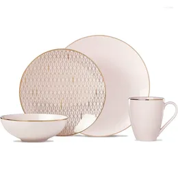 Plates Lenox Trianna Blush 4-Piece Place Setting 5.50 LB Pink Dishes And Sets Dinnerware Set