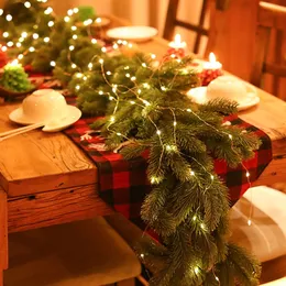 Juldekorationer 180 cm Artificial Plant Christmas Decoration Garland med ljus gran Träd gren hängande rotting krans vinrankan för heminredning 231113