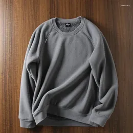 Erkek Hoodies Sweatshirt Çifte Çift Taraflı Polar Uzun Kollu 2024 Vintage Sıcak Kuzu Dinli Kapalı Rüzgar Geçirmez Sıradan Renk Hayır Kaput Sakatları