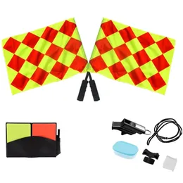 Palloni da calcio Bandiera da arbitro con fischietto per monete Strumento per cartellino rosso e giallo Kit di attrezzatura per arbitro di partita di pallone da calcio professionale 231113