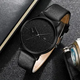 Relógios de pulso de luxo marca superior relógio masculino simples couro pu cinto analógico quartzo moda lazer relógios reloj hombre gota