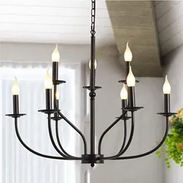 Chandeliers French Country Black Chandelier Lights 9 Metal Farmhouse Candle Style E14 Bulb For Dinning Room Foyer