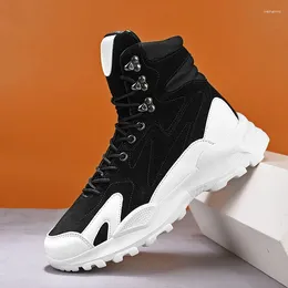 Boots Men High Top Casual Shoes Personality Thick Soled Daddy Male Sneakers Trainers Street Culture Walking Footwear Man