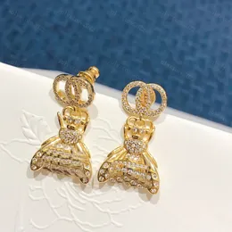 Women Stud Earrings Designer Premium Gold Diamond Earring for Mens Bee Earring Luxury Brand Letter Design Dangle Small Fashion Jewelry with Box