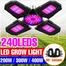 Luzes Grow E27/E26 50/200/300/400W Planta dobrável LED Grow Light Red e Blue Spectrum Hydroponics Phyto Lamp for Seed Flower Indoor P230413