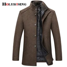 Jaquetas masculinas Holyrising Casaco de Lã Homens Sobretudos Grossos Topcoat Mens Single Breasted Casacos e com Colete Ajustável 4 Cores M3XL 231113