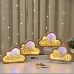 참신 아이템 침실 장식 나이트 라이트 클라우드 스타일 라이트 및 그림자 종이 조각 램프 창조적 선물 3D 생일 크리스마스 선물 LED 램프 231113
