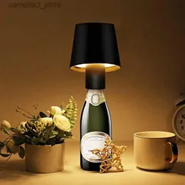 Luzes noturnas LED Garrafa de vinho Lâmpada Touch Dimming Bar Candeeiro de mesa portátil sem fio Metal Night Light USB recarregável Dinning Night Lamp Decor Q231114
