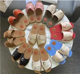 designer Slide Slippers Women Woody Mules loafer Canvas Cross Woven Sandals Summer Outdoor Casual Letter Stylist Shoes Flip Flops With Box size 35-42 02