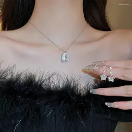 Halskette Ohrringe Set Trendy Fasion Temperament Stern Mond Anhänger Für frauen Mädchen Geschenk Schmuck Großhandel