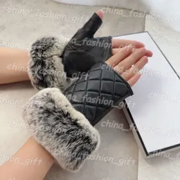 Kobiety Rękawiczki zimowe Wysokiej jakości skórzane ekran dotykowy królik futra odporna na zimno ciepłe luksusowe palce owczelne ciepłe rękawiczki