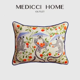 Pillow Case Medicci Home Ancient Pattern Monkeys Cover Mystical Animal case Troppical Decorative Cushion For Couch Garden 230413