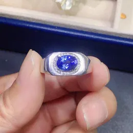 Anéis de cluster Design clássico prata tanzanite anel para homem 6mm 8mm 1ct com chapeamento de ouro 925 jóias esterlinas