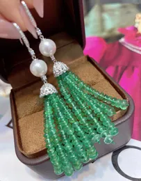 Brincos pendurados lr joias sólidas 18k ouro natureza verde esmeralda 50ct pedras preciosas diamantes gota feminina para mulheres finas