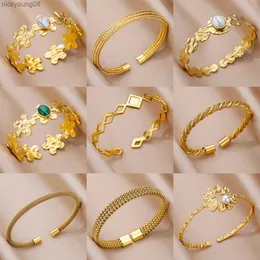 Pulseras con dijes Pulsera prismática de acero inoxidable para mujer Clásico Chapado en oro Apertura ajustable Brazaletes de lujo Regalo de joyería Envío gratis L231114