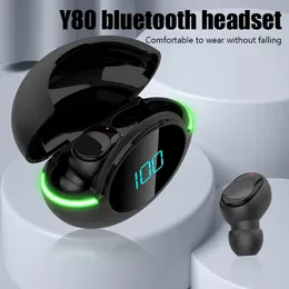 TWS AIR PRO Y80 SHEADPONETH SHEATPLONES Bluetooth z MIC LED Display Air Saolls dla Apple iOS Android Wireless Bluetooth Head Zestaw słuchawkowy