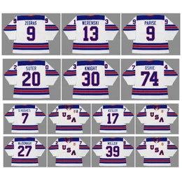 SJ Trevor Zegras 2020 Takım ABD Hokey Jersey Quinn Hughes Kesler McDonagh Miller Ryan Suter Spencer Knight TJ Oshie Zach Parise