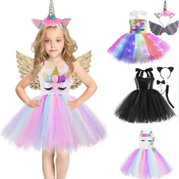 Vestidos da menina Natal unicórnio tutu vestido lantejoulas meninas sereia balé dança bola princesa festa de aniversário presente halloween gato cosplay traje 231113