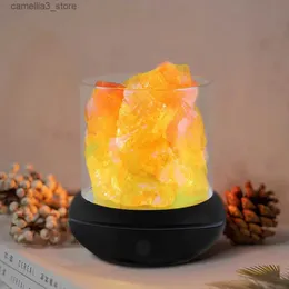 Nocne światła Himalayan Crystal Salt Light Creative DC 5V LED Aromaterape Night Portable Rock Lampy USB Kamienne Atmosfera Q231114