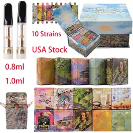 미국 주식 흡연자 클럽 GCC Gold Atomizers Vape Cartridges 포장 코스트 클리어 0.8ml 1ml E CIG 빈 카트 10 균주 오일 DAP 펜 vaporizer 510 스레드