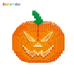 Blocks Halloweenowa lampa dyniowa Budynek oświetlenia Latarnia Dekoracja wakacyjna Mini Mini Brick Kids Toys for Boys Girls Prezent 231114