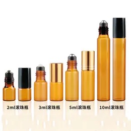 3ml 5ml 10ml rolo em garrafa de vidro âmbar marrom vazio perfume essencial oleado