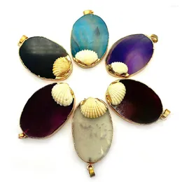 Ожерелья с подвесками 34x54 мм, натуральный полудрагоценный камень, овальное зеркало, ожерелье из ракушек агата для очаровательных женщин, сделай сам, ювелирные украшения, подарок в стиле ретро
