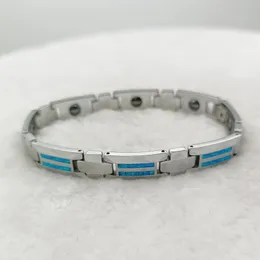 Link Bracelets High Quality Men's Designer Luxury Blue Opal Fashion Jewelry Tungsten Carbide Magnetic Bracelet No Fade Non Tarnish