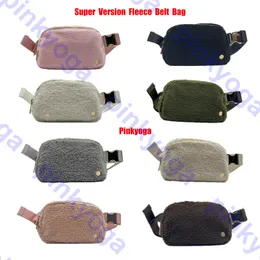 Everywhere Belt Bag Fleece Yoga Outdoor Waist Pack Bag Xtdh2014 Wool Lambhair Soft and Comfortable Bag Gold Color Metal Zipper label 1L Teddy Fleece Belt bag