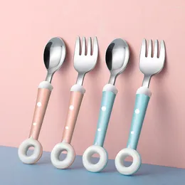 Dinnerware Sets Cute Lollipop Donut Baby Cutlery Set 304 Stainless Steel Fork Spoon Children Feeding Tableware With Box Full Kid